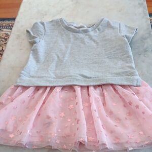 Rocket of Awesome Gray Tee Top with Pink Star Tulle Skirt - Girls